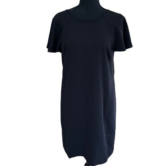 New with tags Ann Taylor Petite black flutter sleeved/ back dress size SP - Picture 1 of 7
